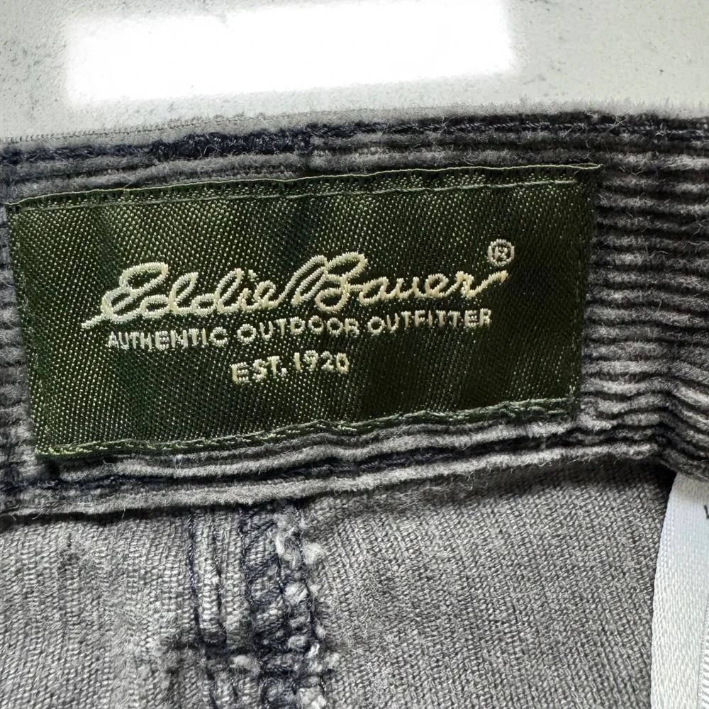 Eddie Bauer Corduroy Pants Mens 36x34 Gray Straight Leg Cotton 5-Pocket 0118